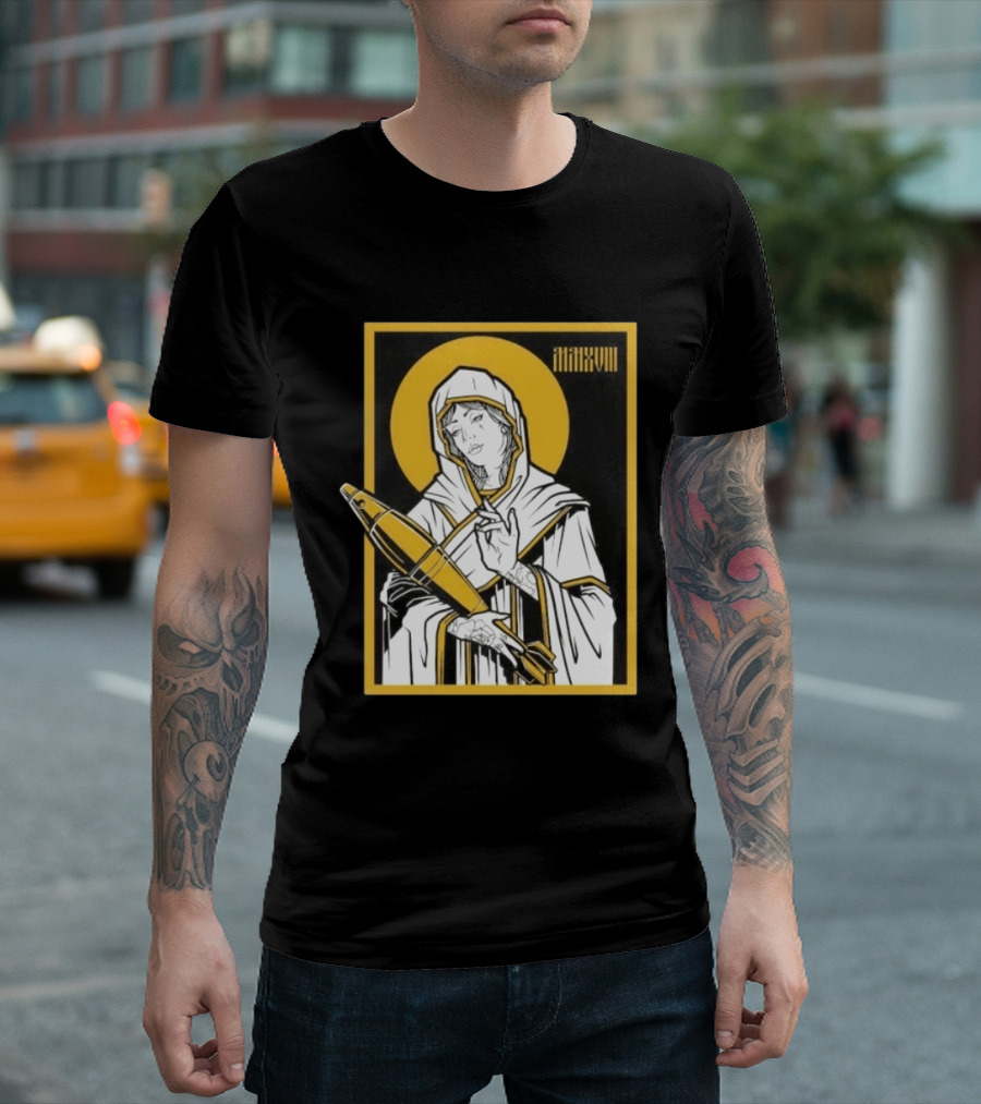 Mortar Mary MMXVIII Religious Iconography Halo And Missile T-Shirt