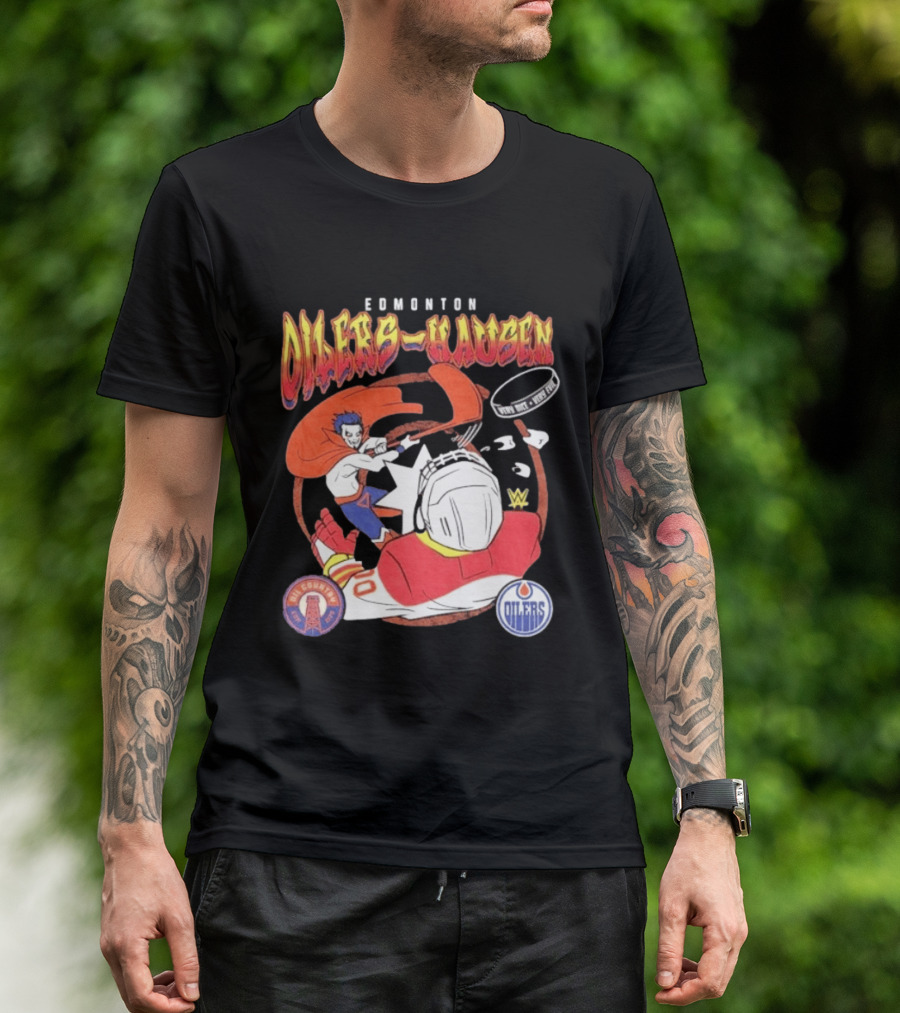 Edmonton Oilers Hausen Very Nice Very Evil WWE Summer Tour T-Shirt