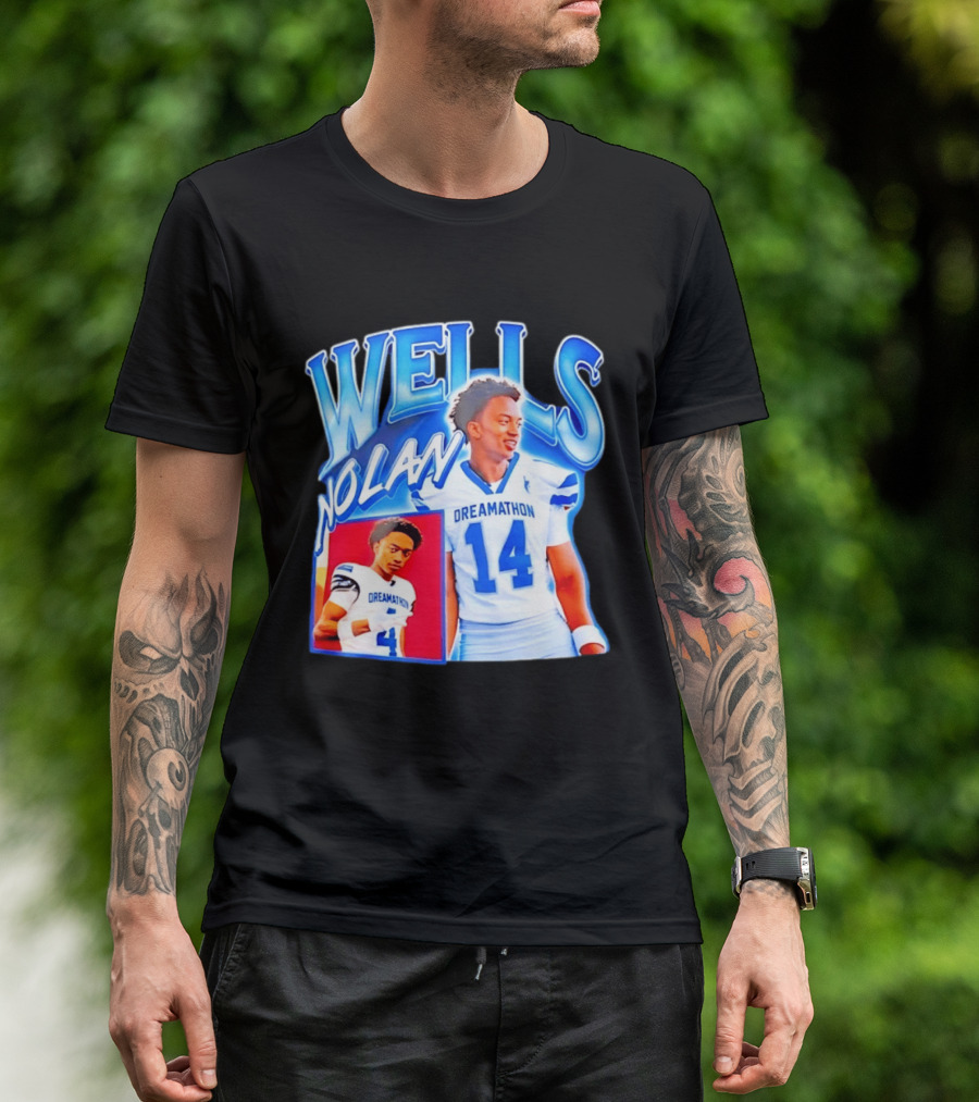 Nolan Wells Dreamathon 14 Blue Football Athletic T-Shirt