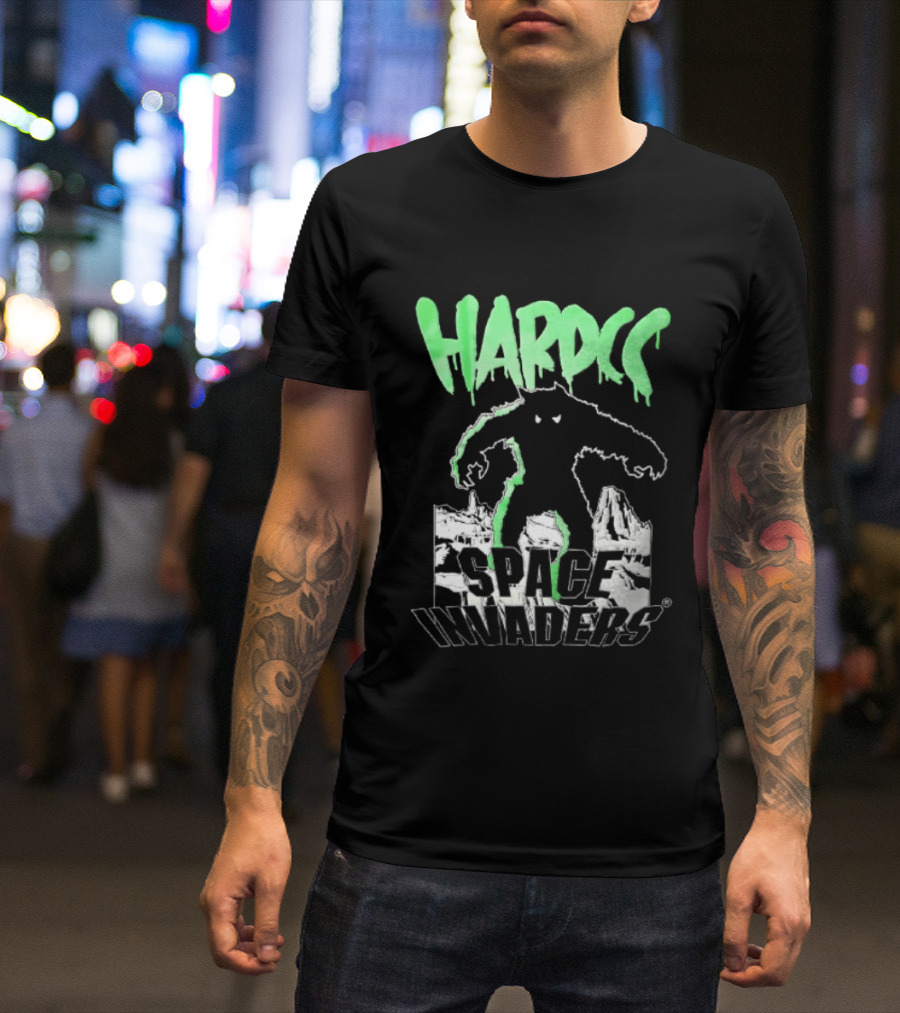 Hardcore Bigfoot Space Invaders Monster Desert Scene T-Shirt
