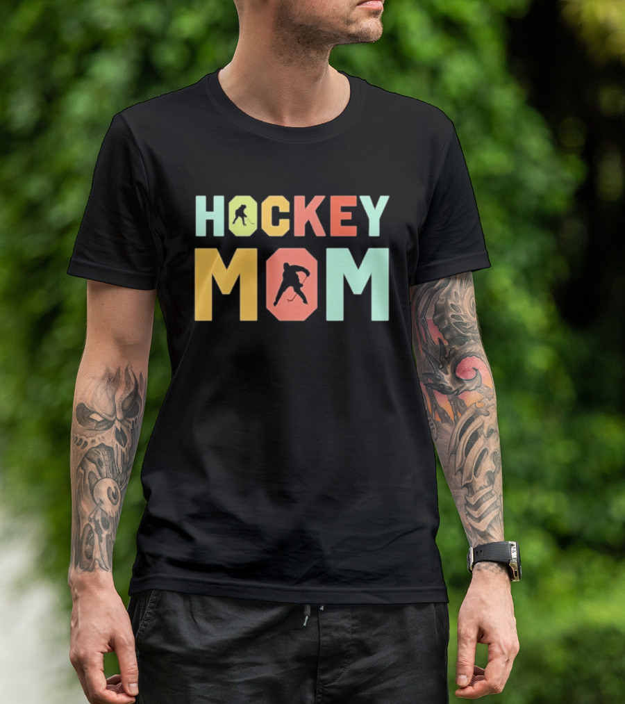 Hockey Mom Mother's Day Skating Silhouette Multicolor T-Shirt