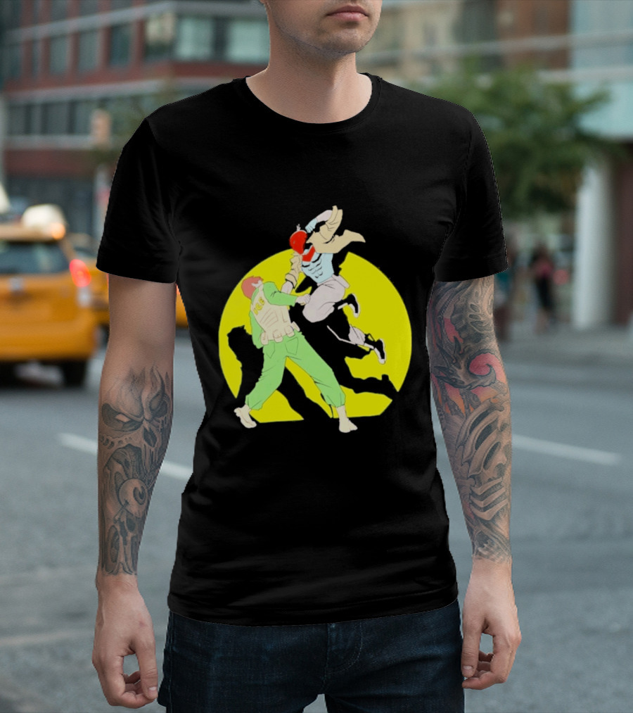 Red Hood Versus Ice Soldier Combat Action Scene T-Shirt