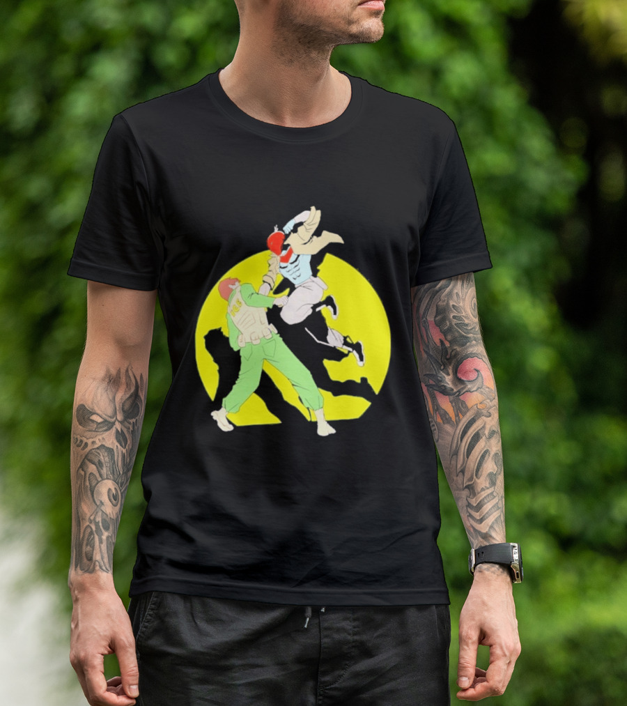 Red Hood Versus Ice Soldier Combat Action Scene T-Shirt