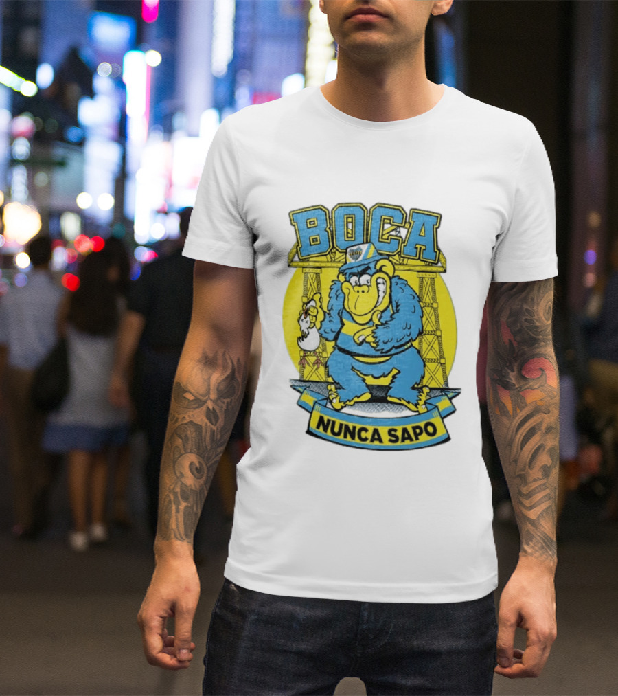 Boca Juniors Gorilla Wearing Cap Holding Chicken Boca Nunca Sapo T-Shirt