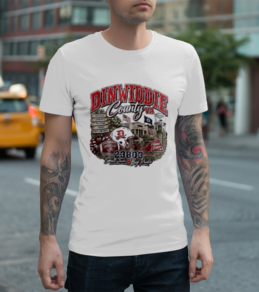 Dinwiddie County VA Generals South Side Strong 23803 Small Town Big Pride Home Grown Football Helmet Community Tradition Family T-Shirt