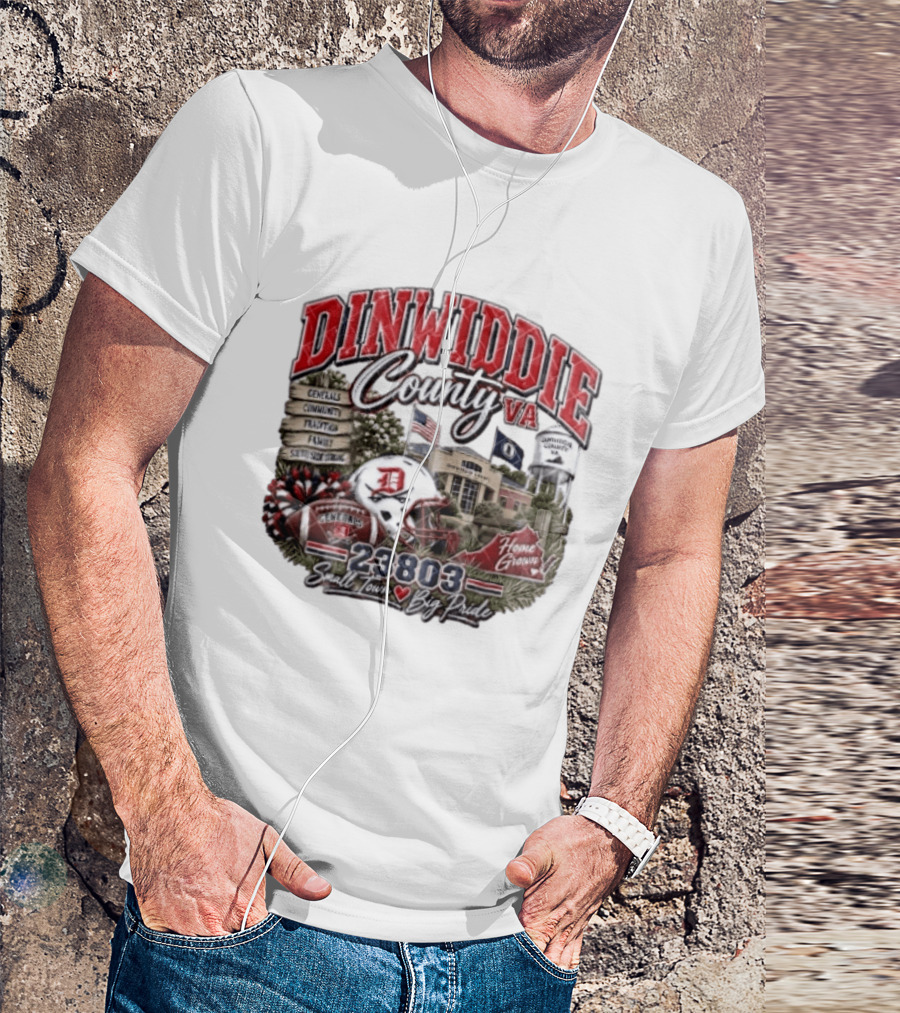 Dinwiddie County VA Generals South Side Strong 23803 Small Town Big Pride Home Grown Football Helmet Community Tradition Family T-Shirt