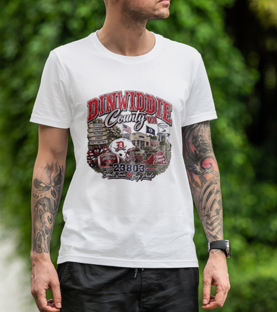 Dinwiddie County VA Generals South Side Strong 23803 Small Town Big Pride Home Grown Football Helmet Community Tradition Family T-Shirt
