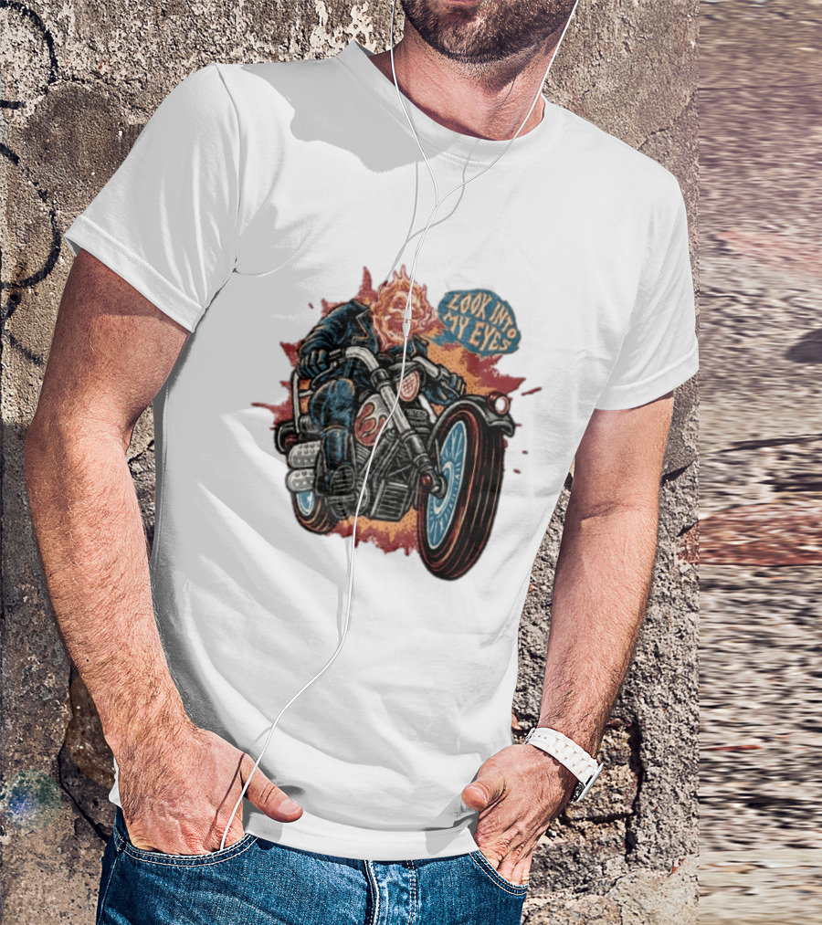 Ghost Rider Look Into My Eyes Marvel Comics Motorcycle Spirit Of Vengeance T-Shirt