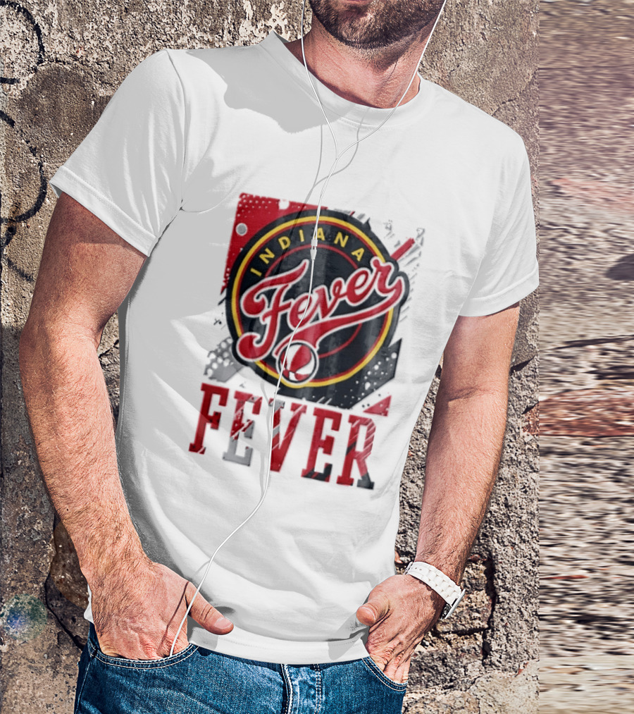 Indiana Fever WNBA Distressed Paint Splatter Basketball Logo Fever T-Shirt