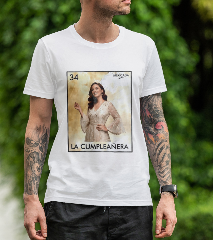 Mexicada 34 La Cumpleañera Loteria Card Woman White Dress T-Shirt