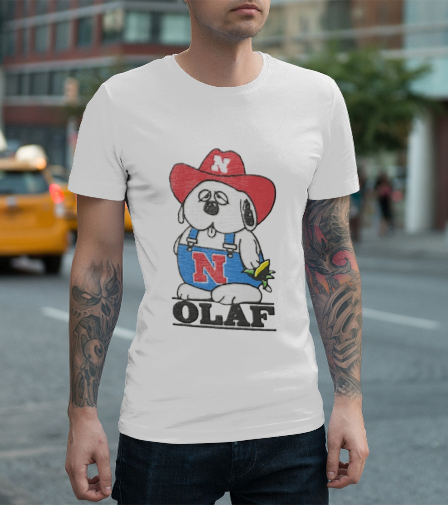 Olaf Nebraska Cornhuskers N Logo Cowboy Hat Cartoon T-Shirt