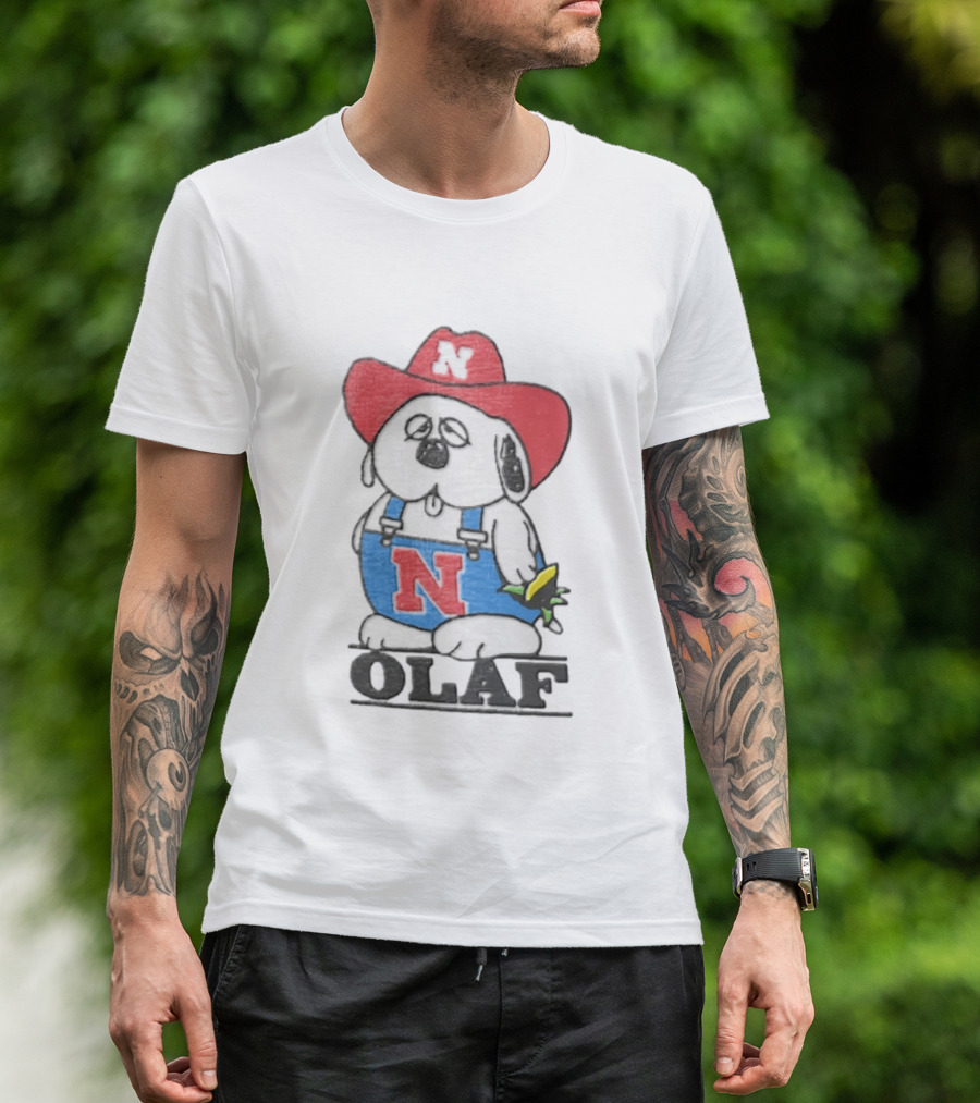 Olaf Nebraska Cornhuskers N Logo Cowboy Hat Cartoon T-Shirt