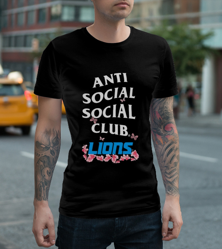 Anti Social Social Club Detroit Lions Floral Butterfly T-Shirt