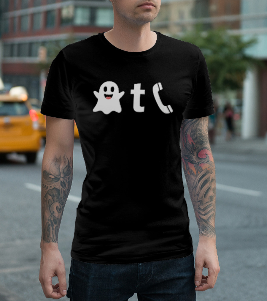Ghost Emoji Phone Handset Icon White T-Shirt