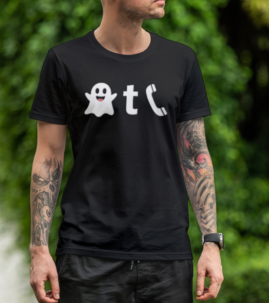 Ghost Emoji Phone Handset Icon White T-Shirt