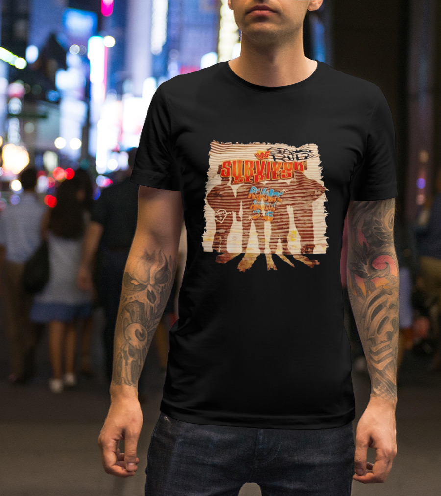 WWF Survivor Series Revenge Austin 3 16 Silhouette Vintage WWE 90s T-Shirt