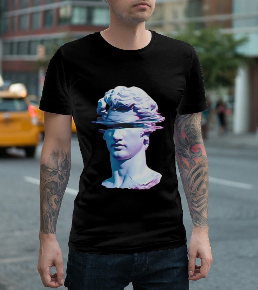You Are Not Forgotten Classical Statue Bust Glitch Wave Distortion David Vaporwave Aesthetic T-Shirt