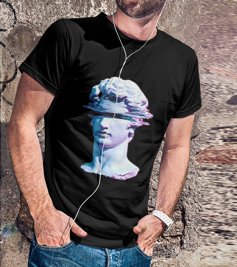 You Are Not Forgotten Classical Statue Bust Glitch Wave Distortion David Vaporwave Aesthetic T-Shirt