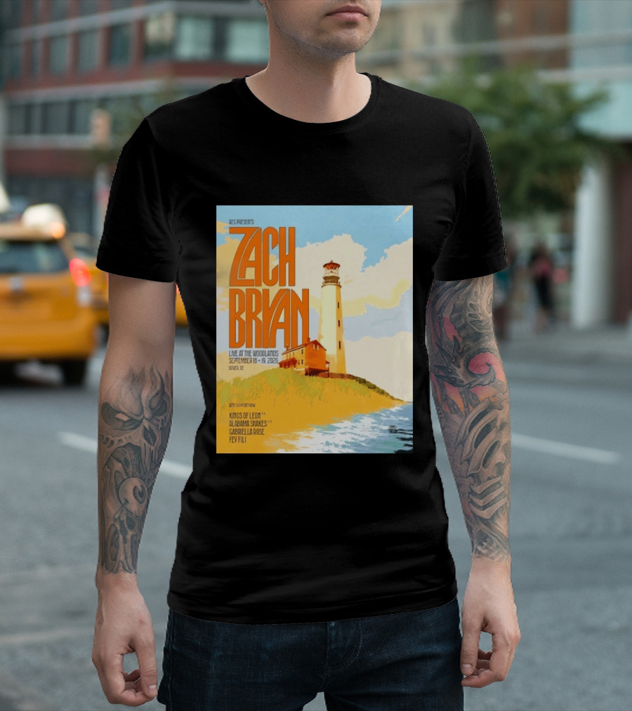 Zach Bryan Live At The Woodlands September 18 19 2026 Dover DE Kings Of Leon Alabama Shakes Gabriella Rose Feyi Fuli Concert T-Shirt