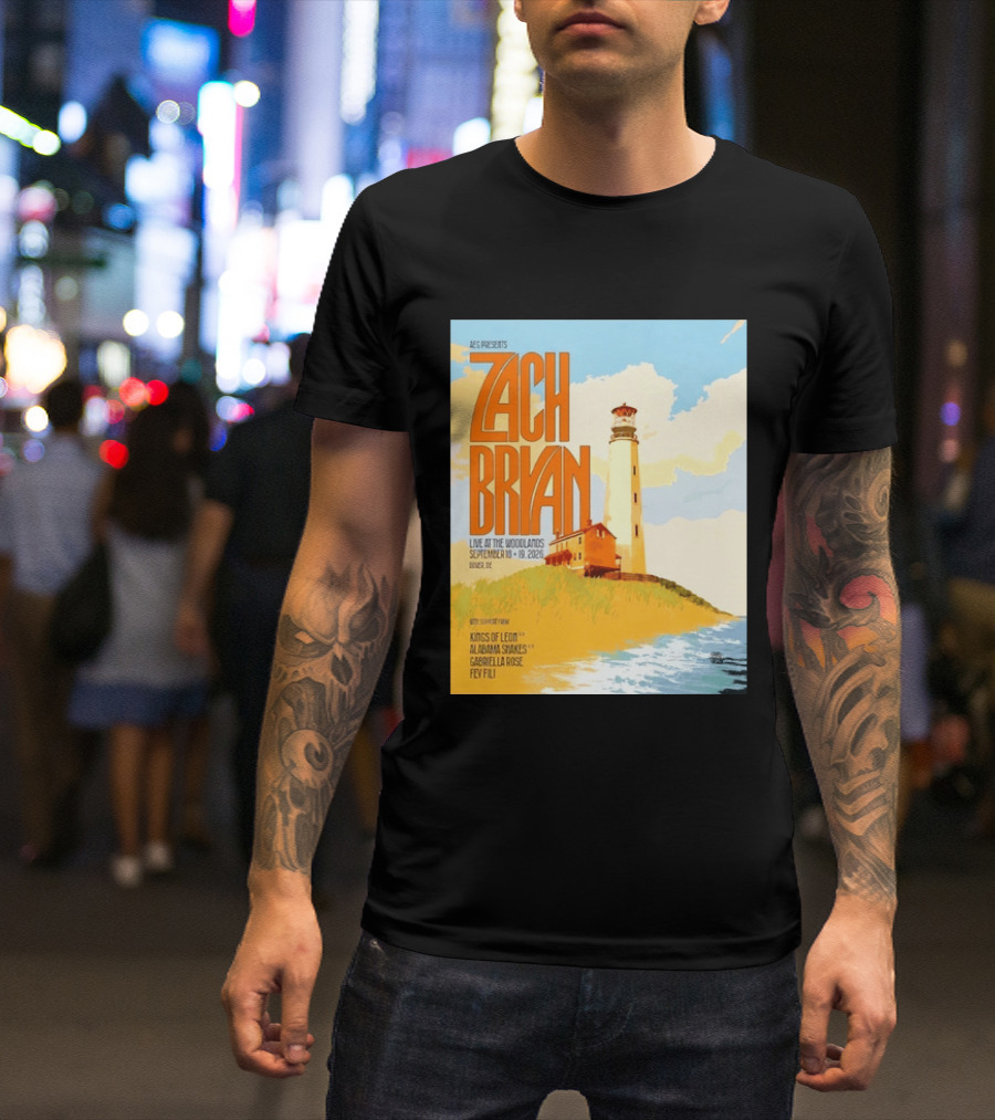 Zach Bryan Live At The Woodlands September 18 19 2026 Dover DE Kings Of Leon Alabama Shakes Gabriella Rose Feyi Fuli Concert T-Shirt