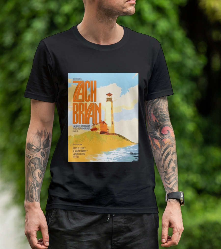 Zach Bryan Live At The Woodlands September 18 19 2026 Dover DE Kings Of Leon Alabama Shakes Gabriella Rose Feyi Fuli Concert T-Shirt
