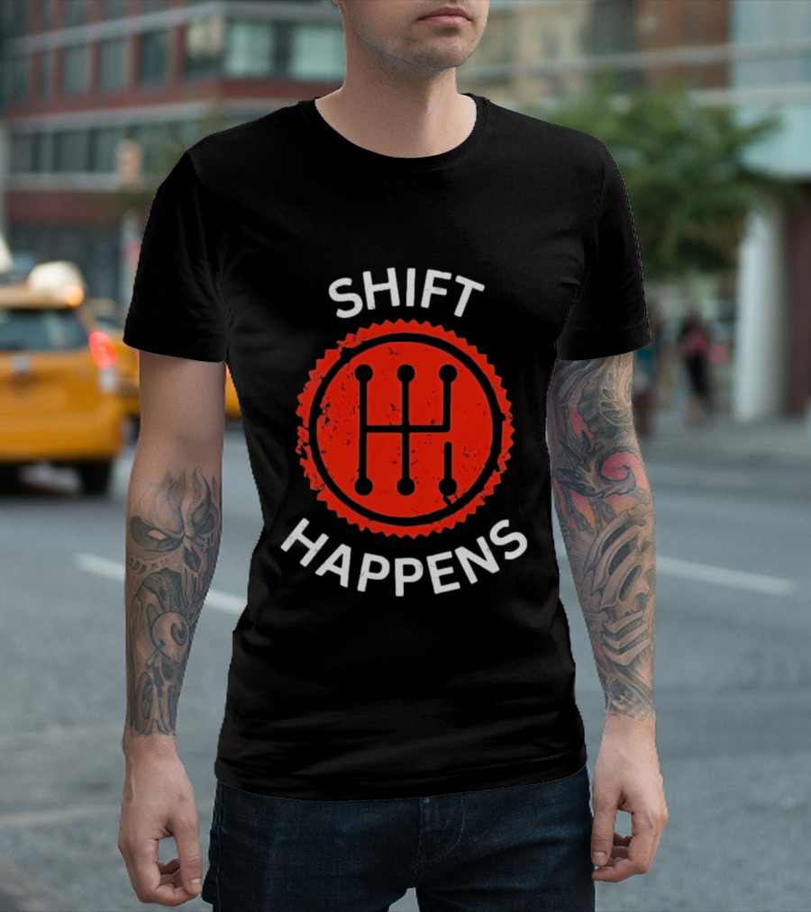 Shift Happens Distressed Manual Transmission Gear T-Shirt
