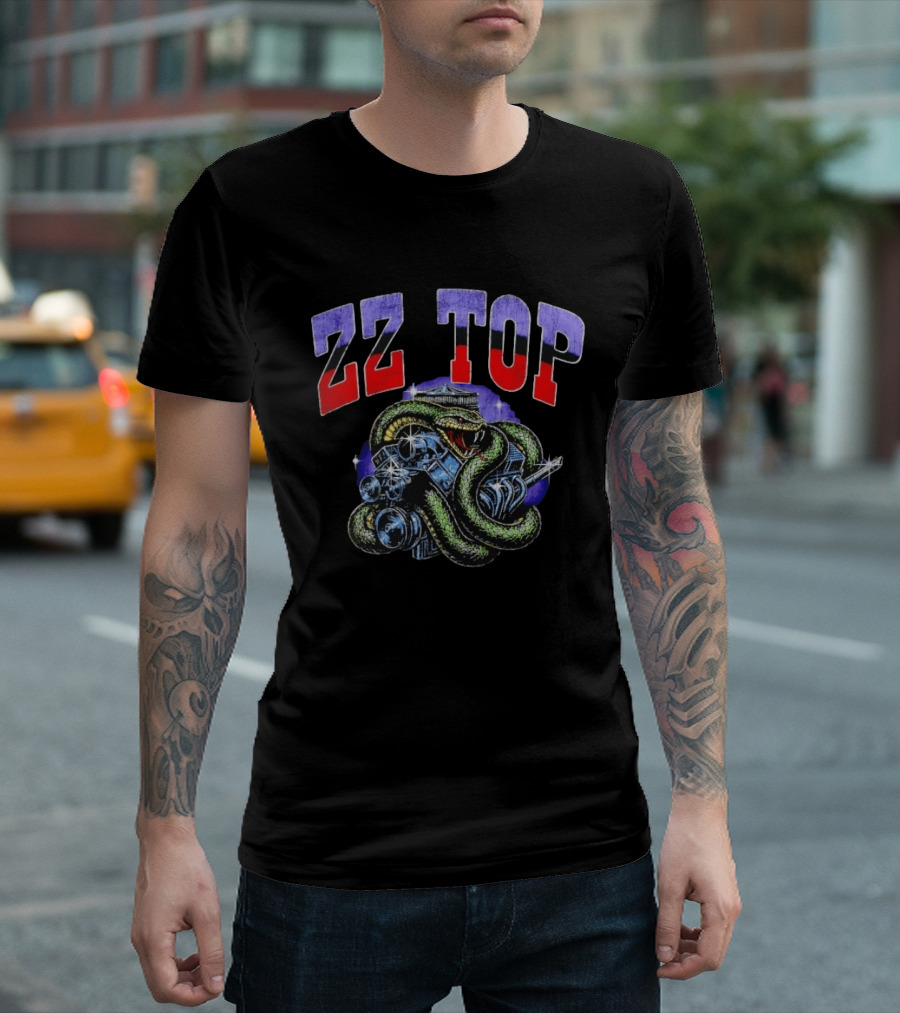 ZZ Top Snake And Engine Classic Rock Band T-Shirt
