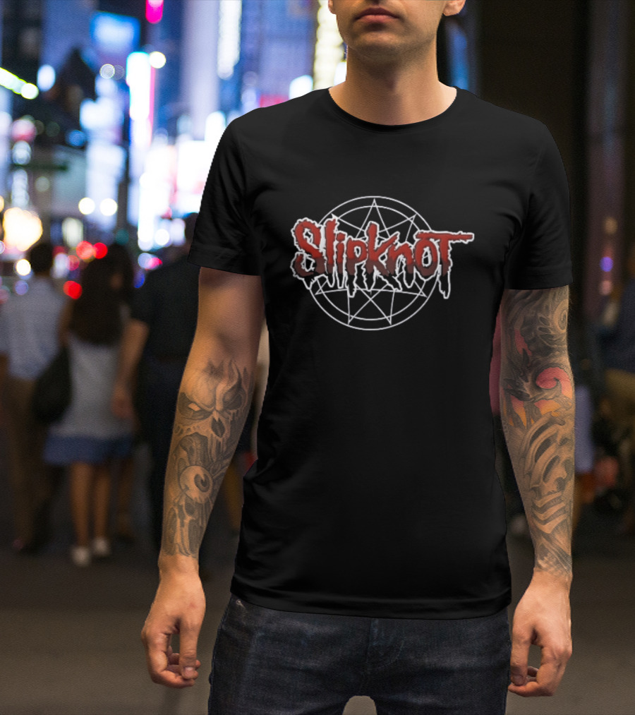 Slipknot Crimson Dripping Lettering With White Nonagram T-Shirt
