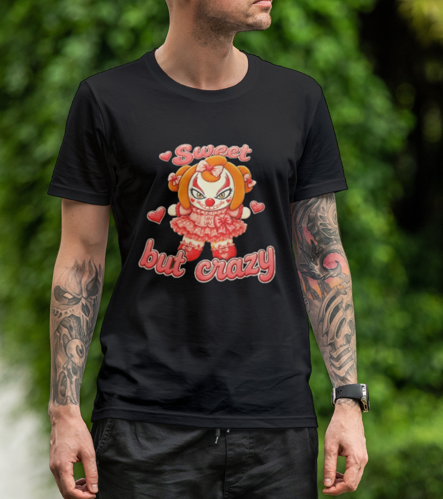 Sweet But Crazy Evil Harlequin Clown Doll Hearts T-Shirt