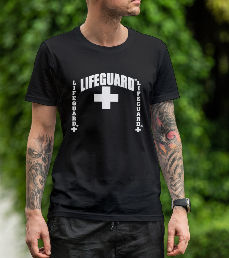 Lifeguard Cross Lifeguard Text Professional Water Safety Beach Patrol T-Shirt