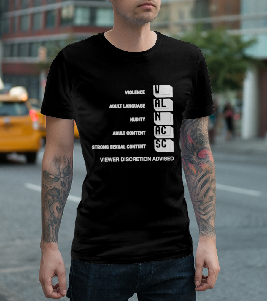 Viewer Discretion Advised Violence Adult Language Nudity Sexual Content T-Shirt