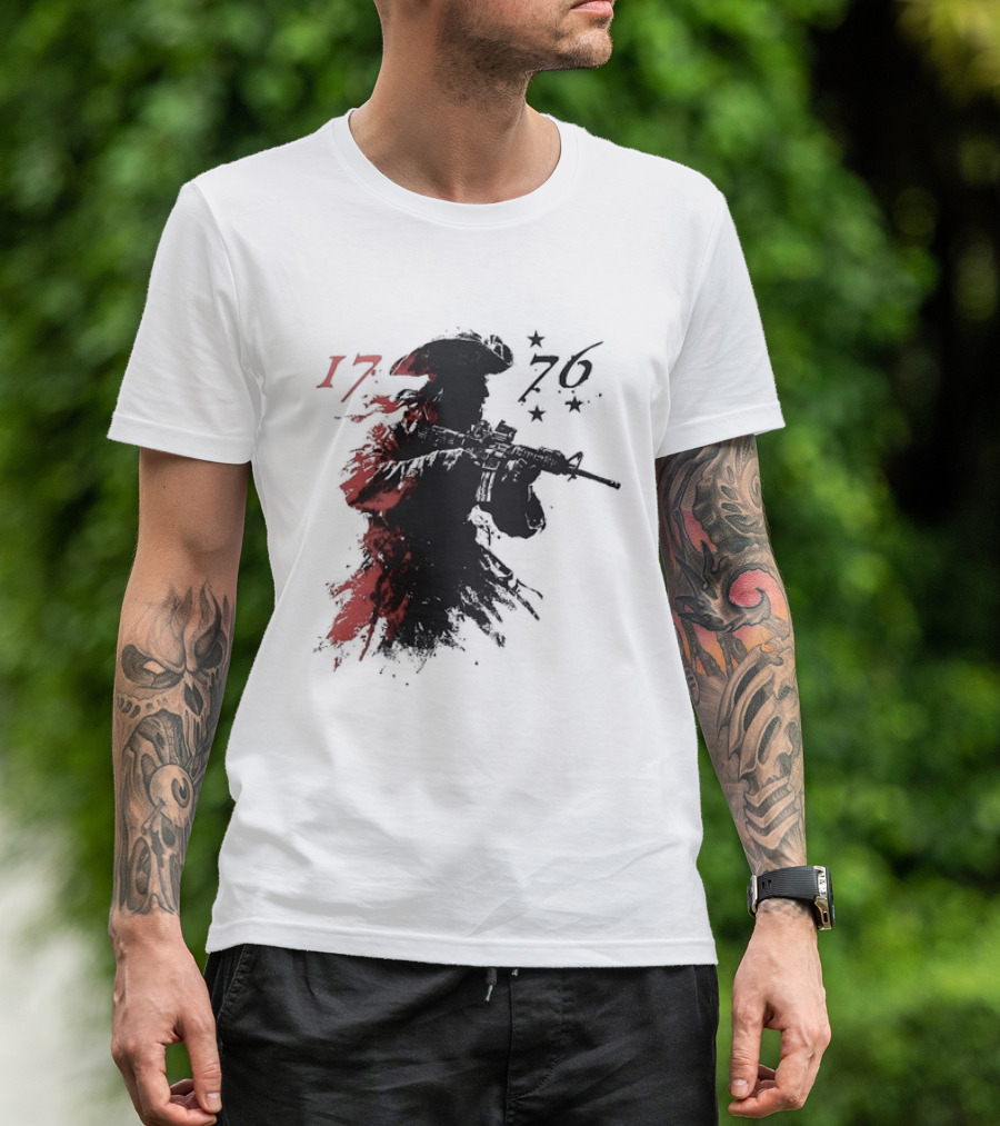 American Patriot With Rifle Patriotic1776 T-Shirt