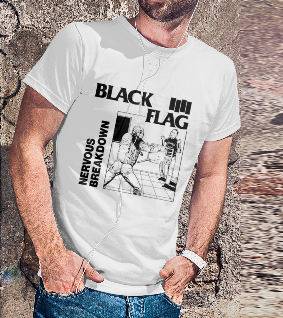 Black Flag Nervous Breakdown Punk Rock Band Iconic Album Cover T-Shirt