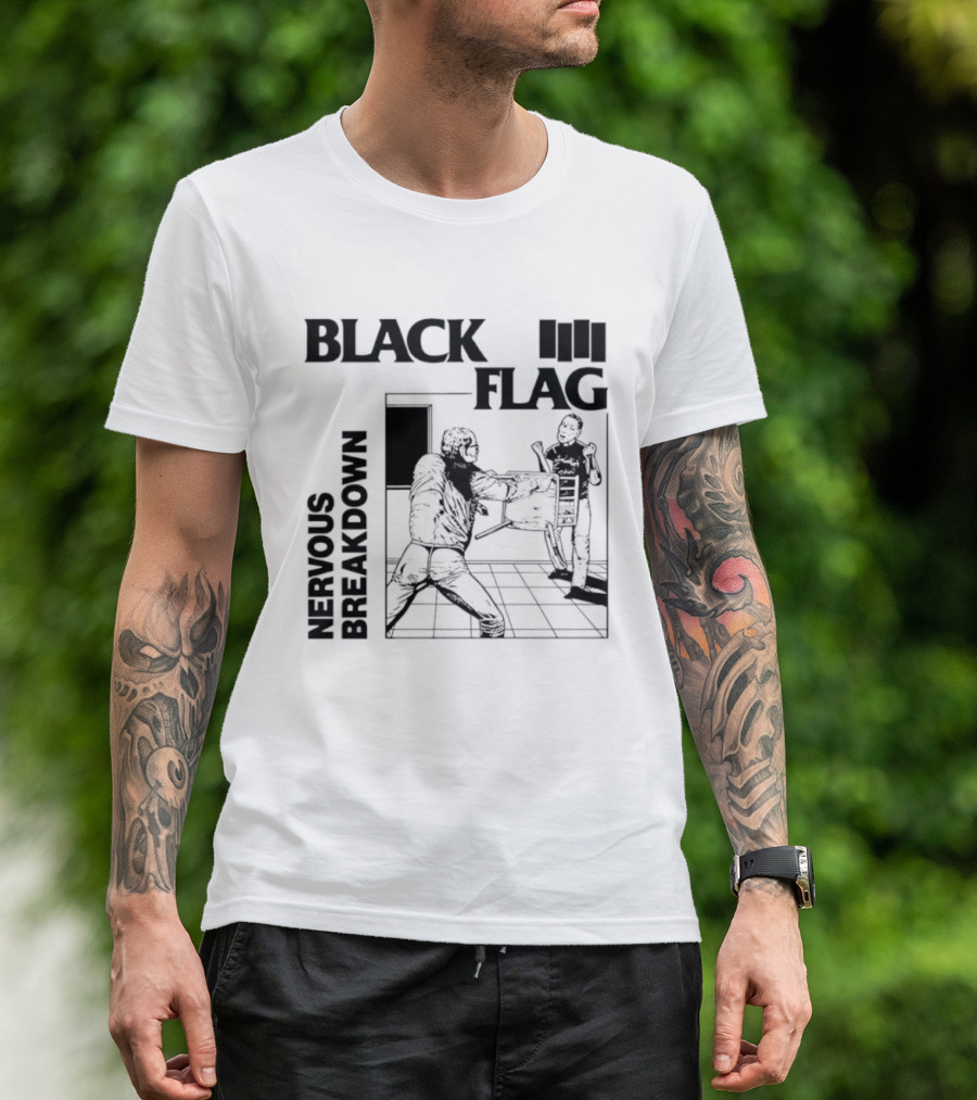 Black Flag Nervous Breakdown Punk Rock Band Iconic Album Cover T-Shirt