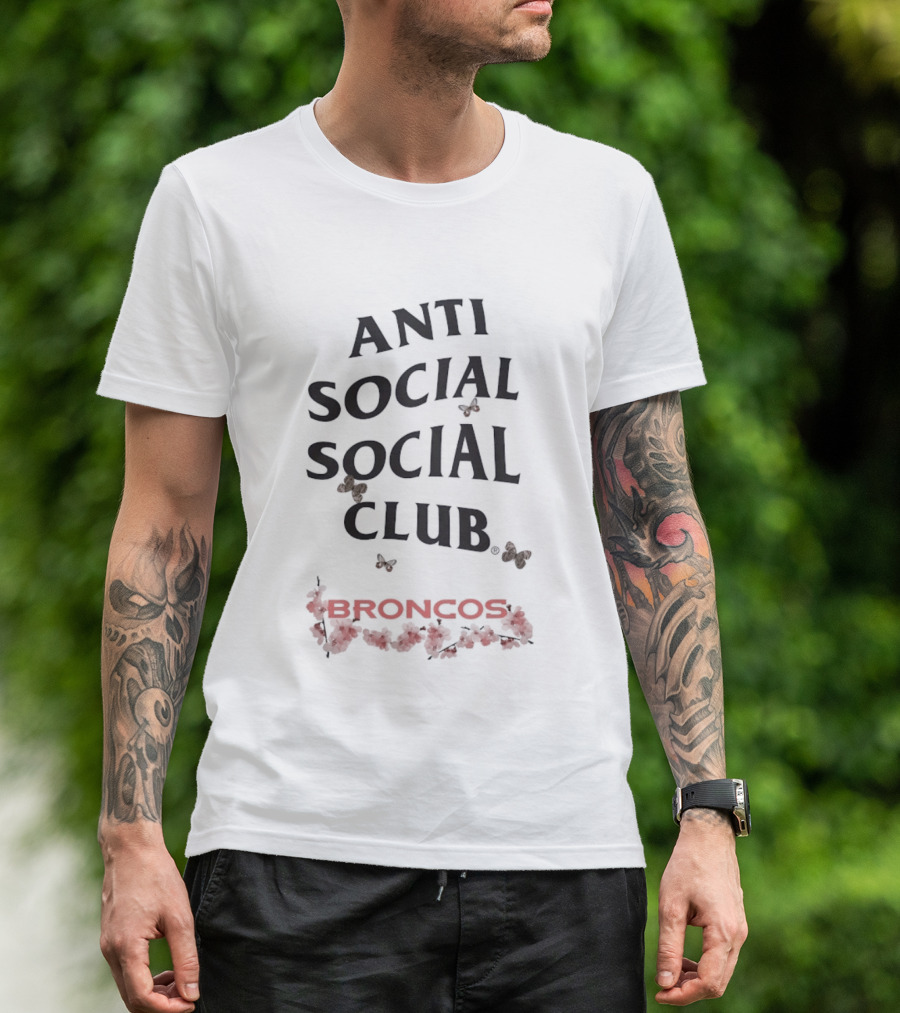 Denver Broncos Anti Social Social Club Floral Butterfly T-Shirt