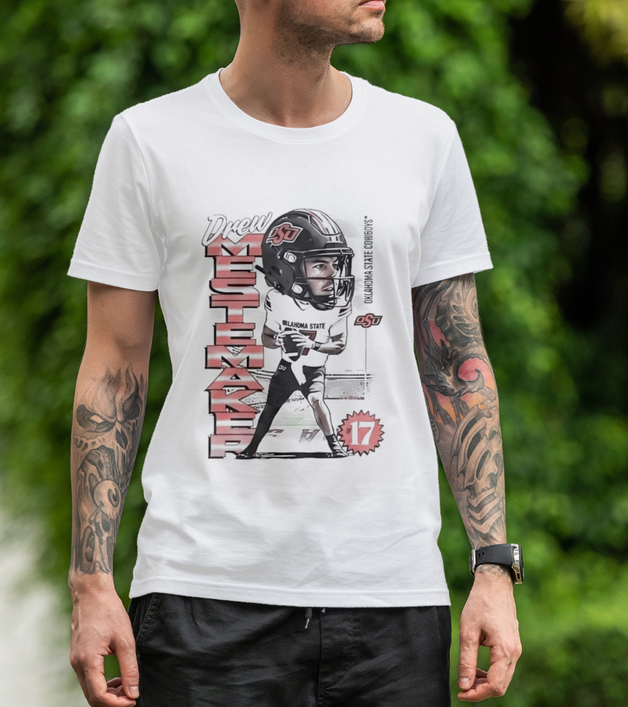 Drew Mestemaker 17 Oklahoma State Cowboys OSU Football T-Shirt