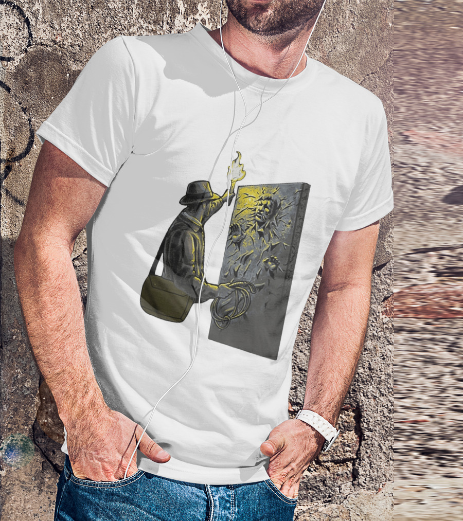 Indiana Jones Exploring Han Solo Frozen In Carbonite Mashup T-Shirt