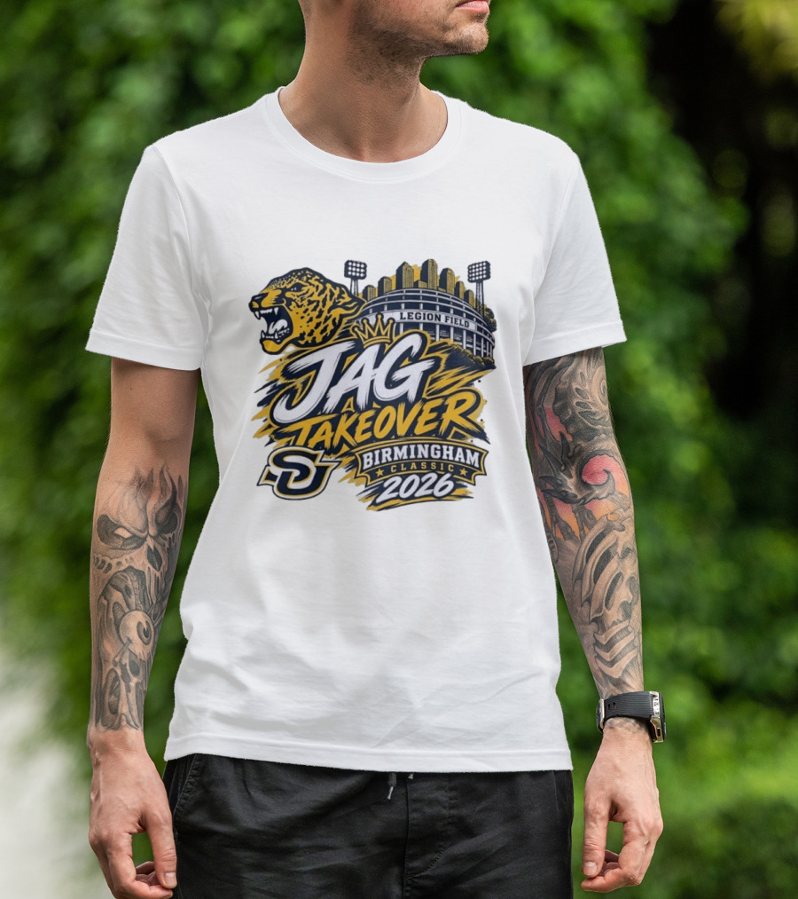 Legion Field Jag Takeover Birmingham Classic 2026 Stadium And Jaguar T-Shirt