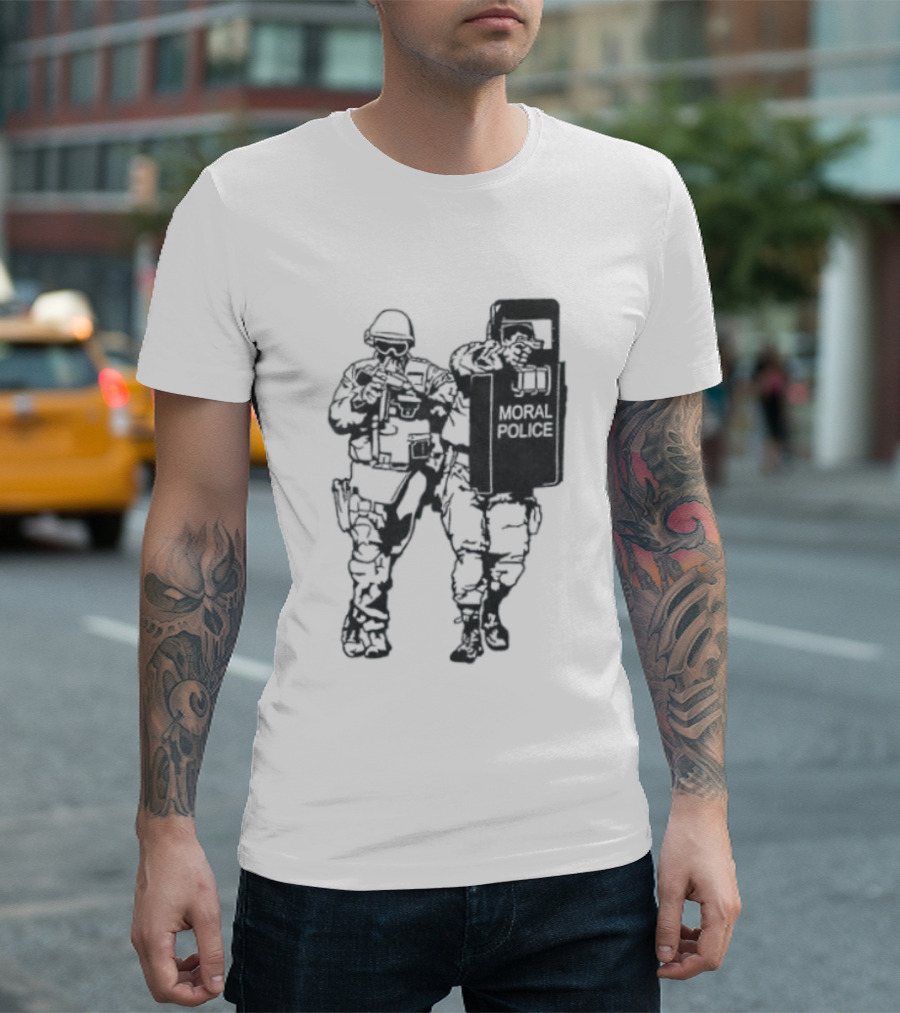Moral Police Tactical Squad Satire Riot Gear Pose T-Shirt