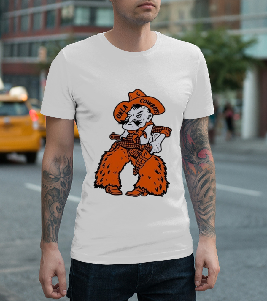 Oklahoma Cowboys Pistol Pete Orange Cowboy T-Shirt