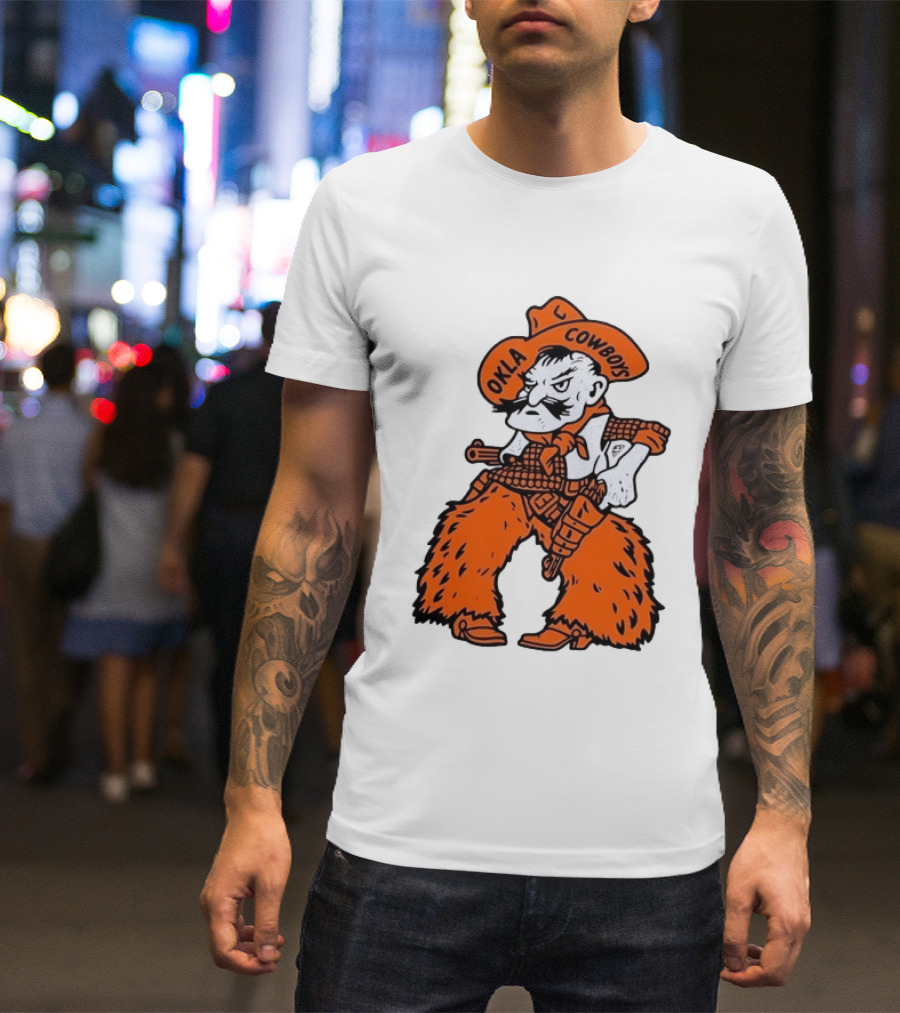 Oklahoma Cowboys Pistol Pete Orange Cowboy T-Shirt