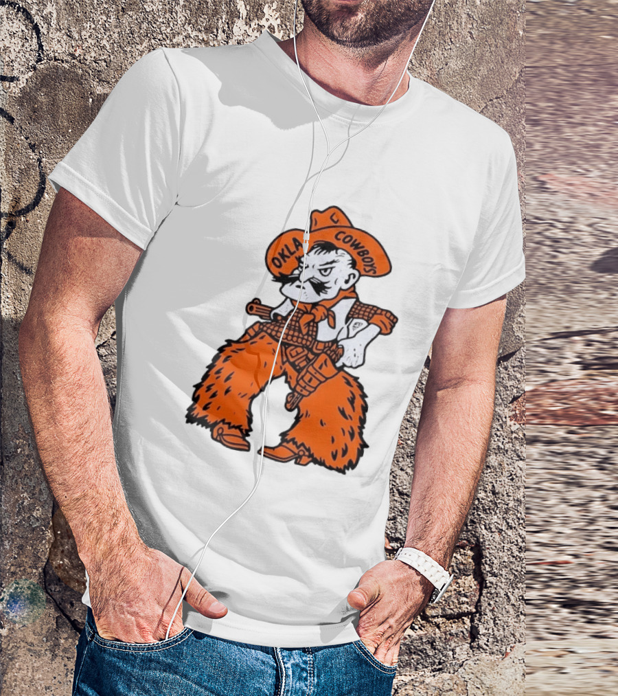 Oklahoma Cowboys Pistol Pete Orange Cowboy T-Shirt