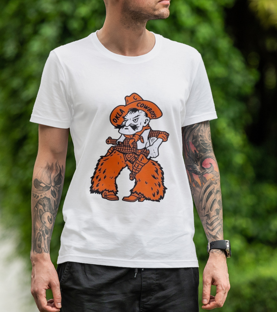 Oklahoma Cowboys Pistol Pete Orange Cowboy T-Shirt