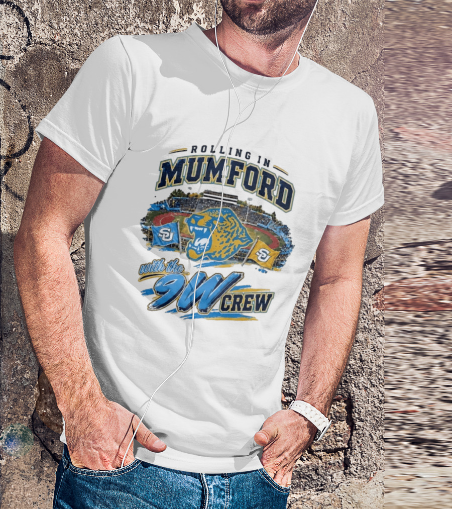 Rolling In Mumford With The 9W Crew SU College Sports Stadium Jaguar Flags T-Shirt