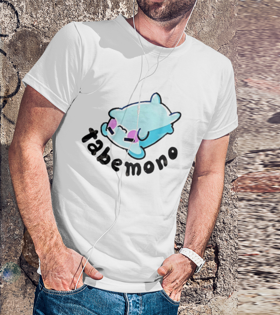 Tabemono Kawaii Anime Cute Blue Character With Blushing Cheeks T-Shirt