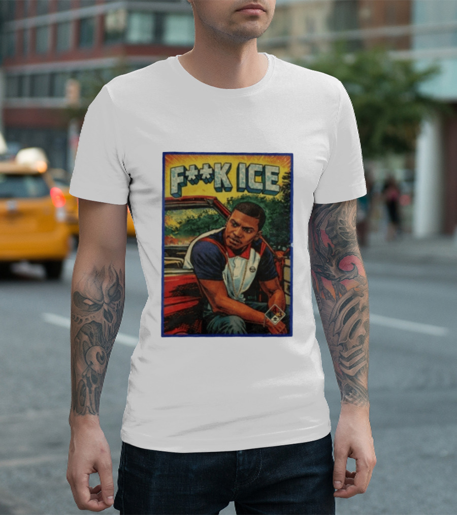 F**K ICE Tyler The Creator Style Graphic With Car And Cards T-Shirt