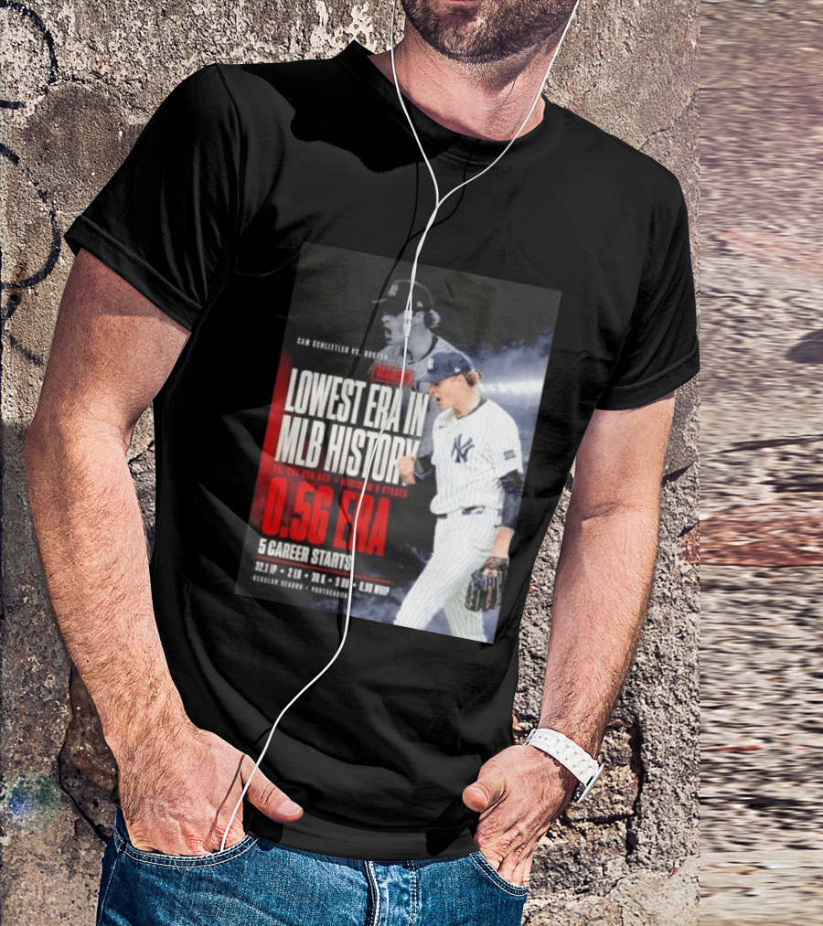 Cam Schlittler Vs Red Sox Lowest ERA MLB History 0.56 ERA Yankees Performance T-Shirt