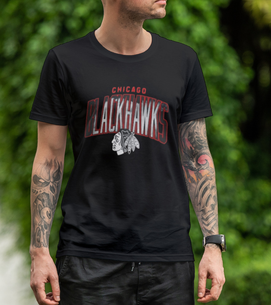 Chicago Blackhawks NHL Arched Smoky Monochrome T-Shirt
