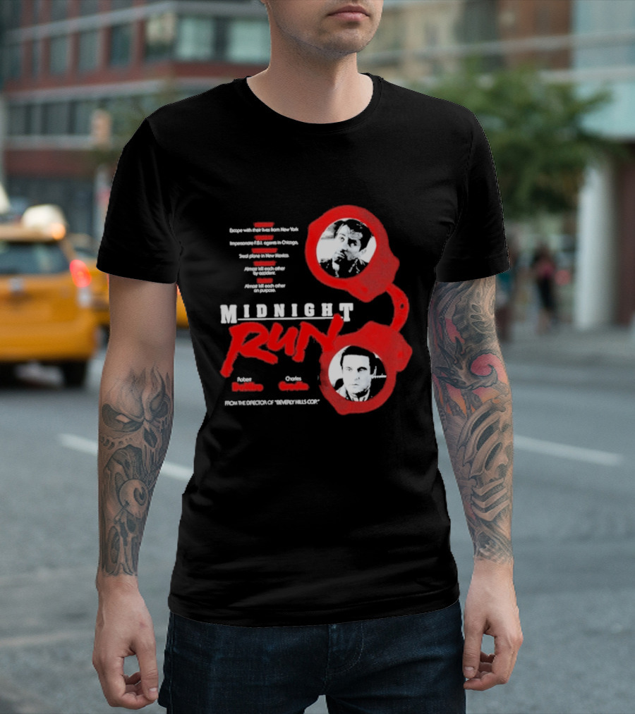 Robert De Niro Charles Grodin Midnight Run Handcuffs Movie T-Shirt