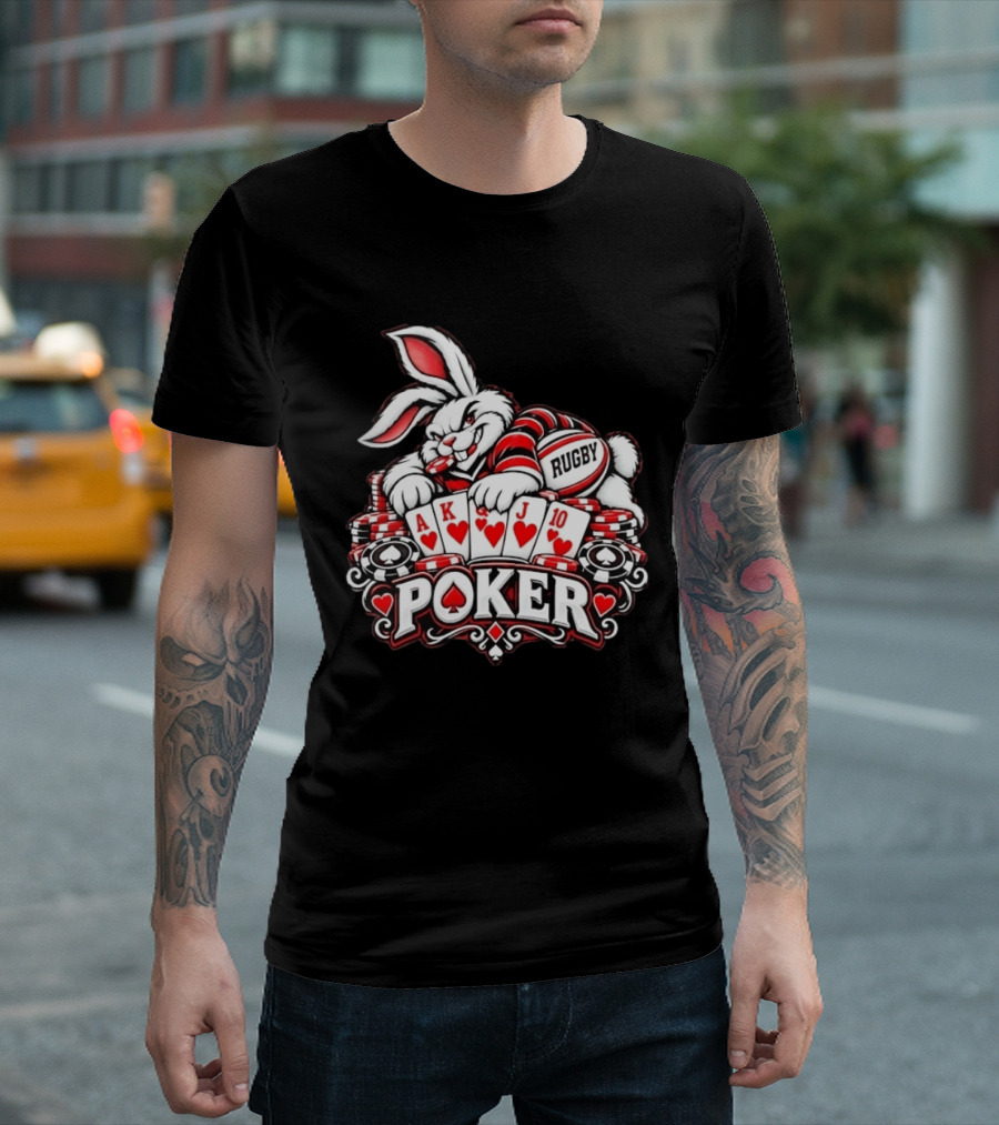 Rugby Poker Rabbit Royal Flush Card Game T-Shirt